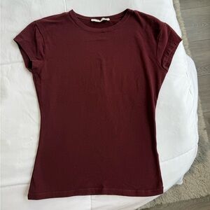 Zara Deep Burgundy Short Sleeve Tee